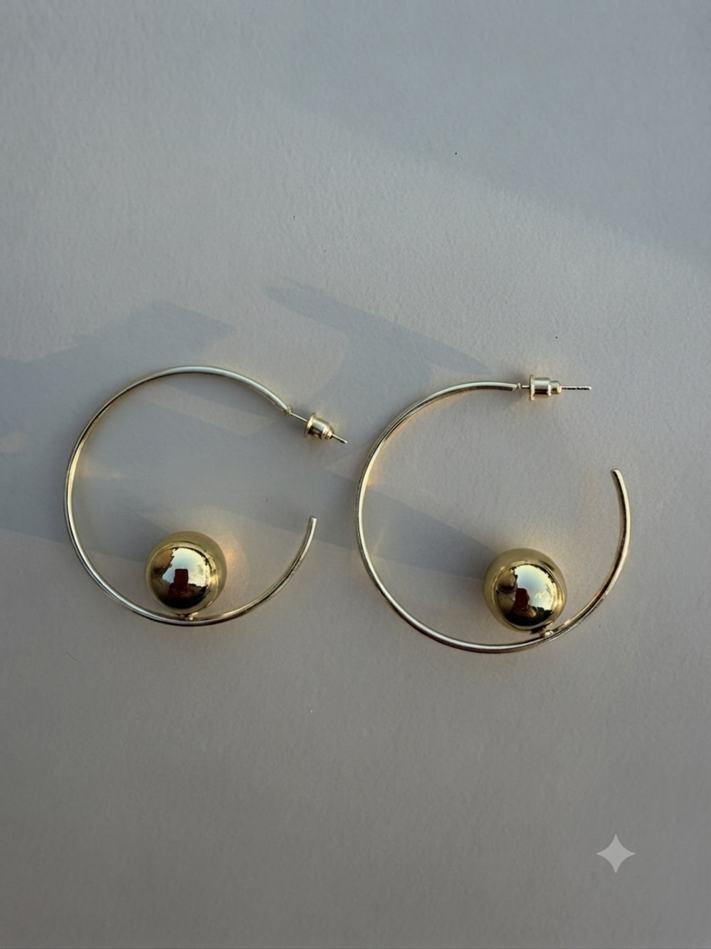 ✨ Gold Hoop Earrings with Sphere Accent - Women Jewelry